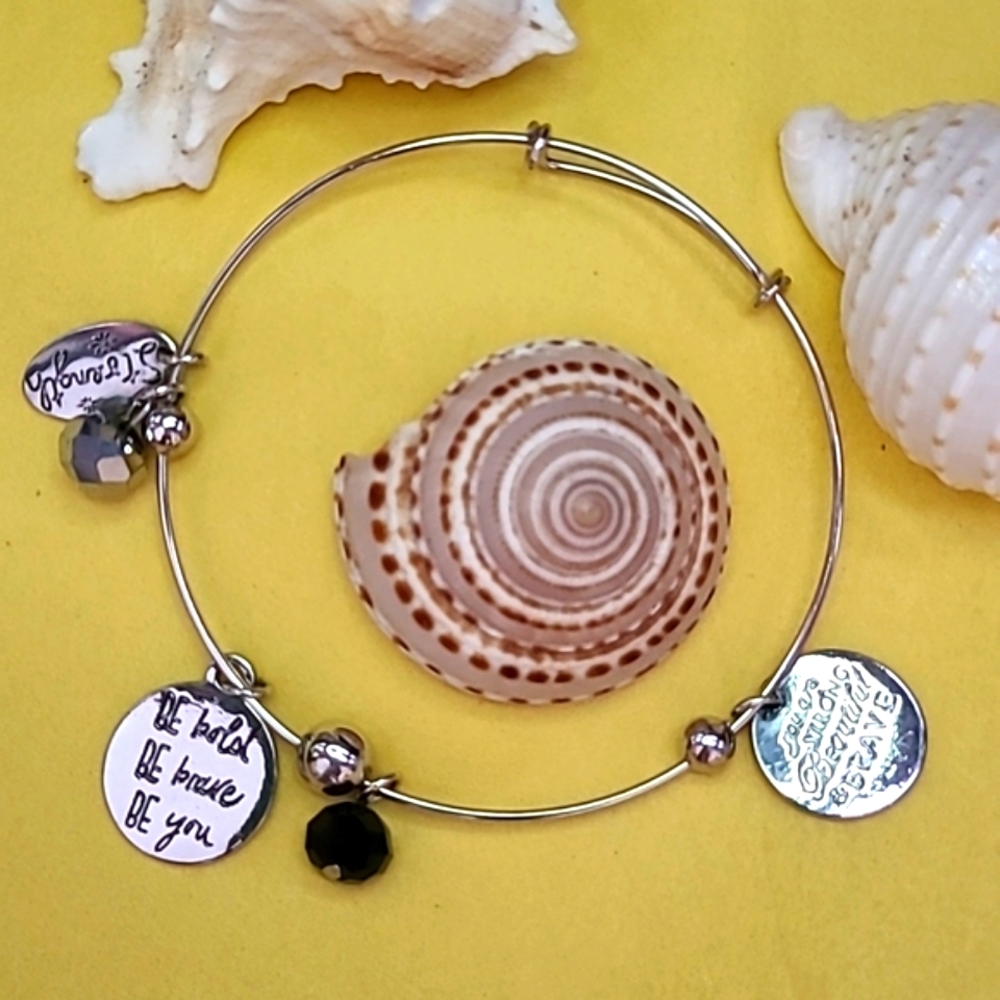 💥4/$20 Bangle Adjustable Inspirational Charm Bracelet STRENGTH